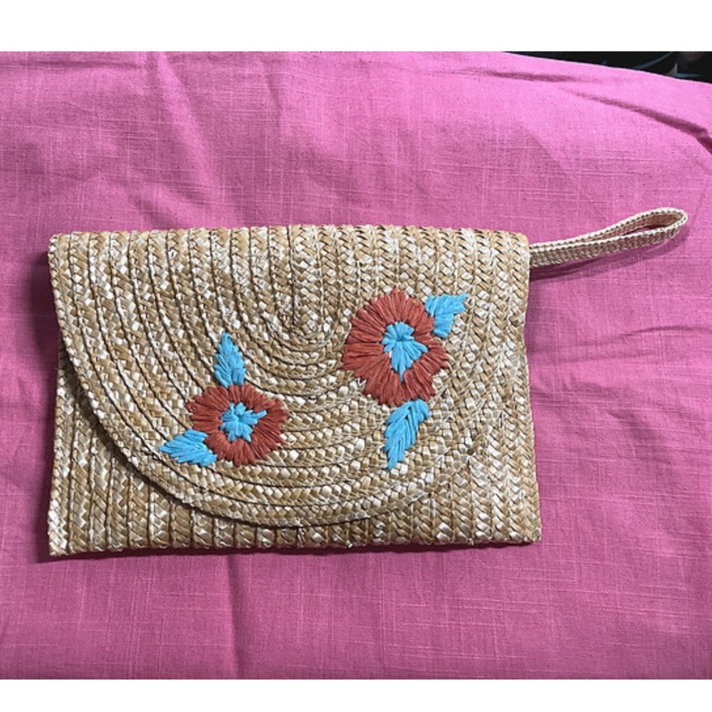 Vintage Bag - Coral & Teal Floral Clutch